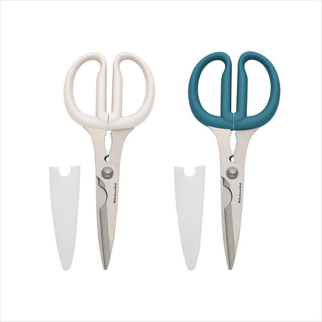 KitchenAid Multipurpose Shear Set, Versatile Scissors with Nutcracker, Bottle Opener, Ergonomic Handles with Protective Blade Covers, 2-Piece