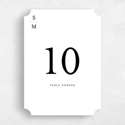 White Ticket Wedding Table Number - Lucca