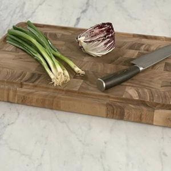 Ironwood Gourmet Charleston End Grain Board with Channel, Acacia Wood Brown 20 x 14 Inches
