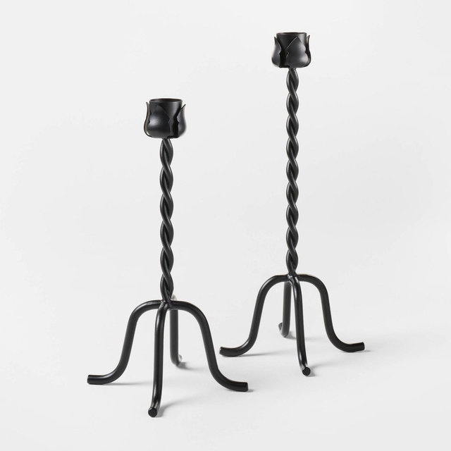 Set of 2 Metal Taper Candle Holders Black - Threshold™ designed with Studio McGee