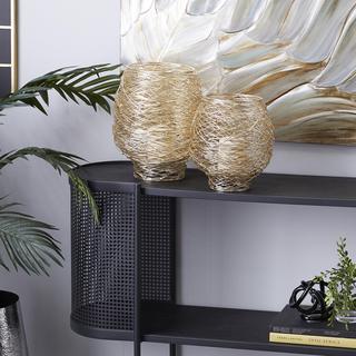 2-Piece Golden Wire Candle Holder Set