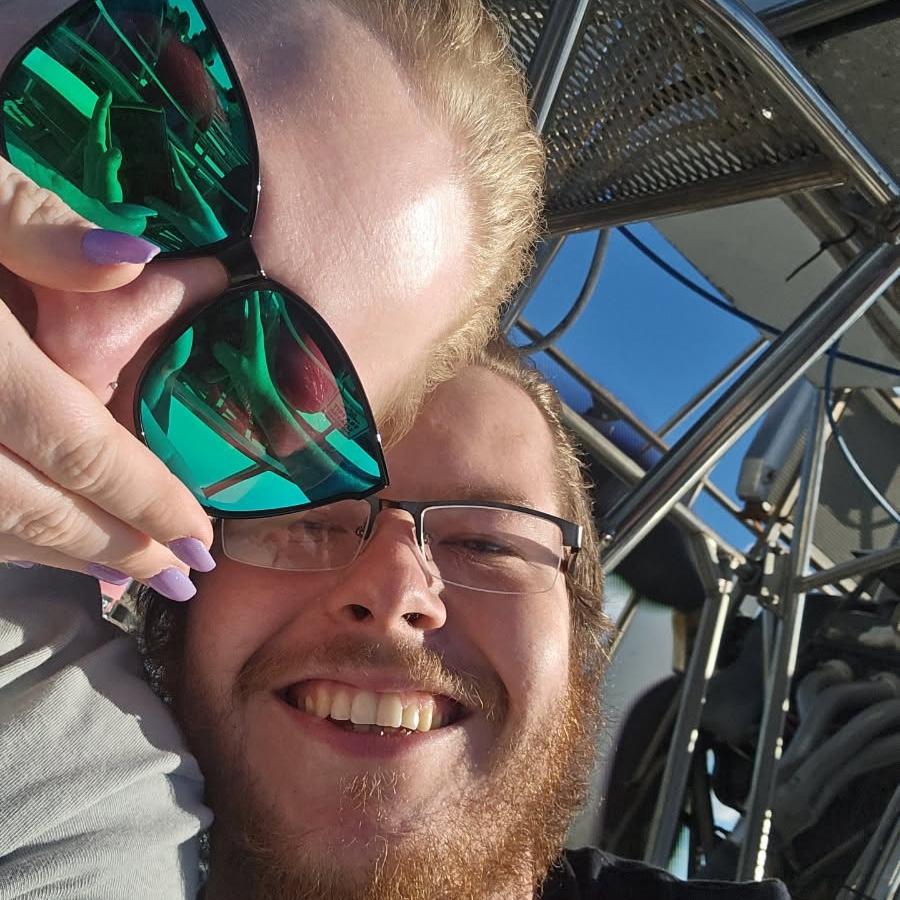 Airboat ride in the Everglades, it was so windy we both looked bald.