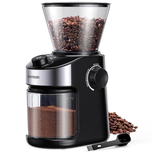 SHARDOR Burr Coffee Grinder Electric with 32 Grinding Sizes, Coffee Bean Grinder with 40 Seconds Adjustable Electronic Timer, Coffee Grinders for Home Use with Chamber Cleaning Button