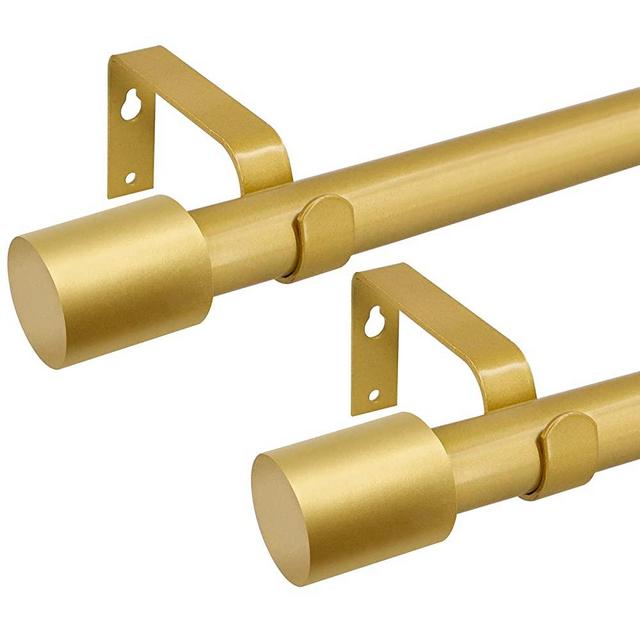 AUGOSTA Heavy Duty Curtain Rods 2 Pack for Windows 48 to 84 Inch, Modern Design, Matte Gold 2 Pack