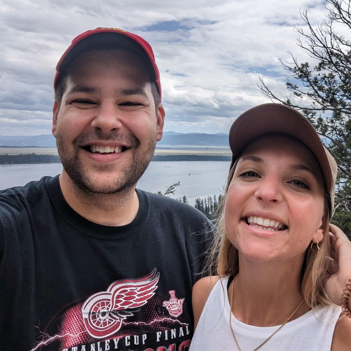 And of course, we love to travel! Here's us hiking in Yellowstone