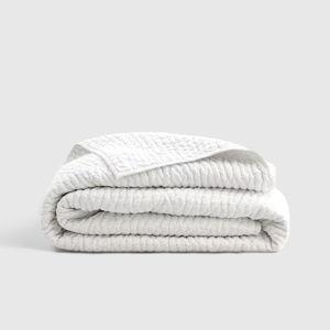 European Linen Cotton Stitch Quilt - White, King/Cal King