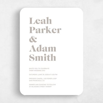 Grey Rounded Wedding Invitation - Everett Type Letterpress