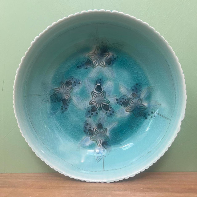 Jennifer Mecca Pottery Blue Serving Bowl