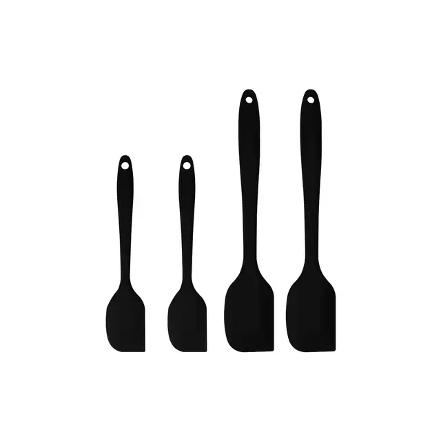 Unique Bargains Heat Resistant Non-scratch Non Stick Rubber Spatula Set 4 Pcs Black
