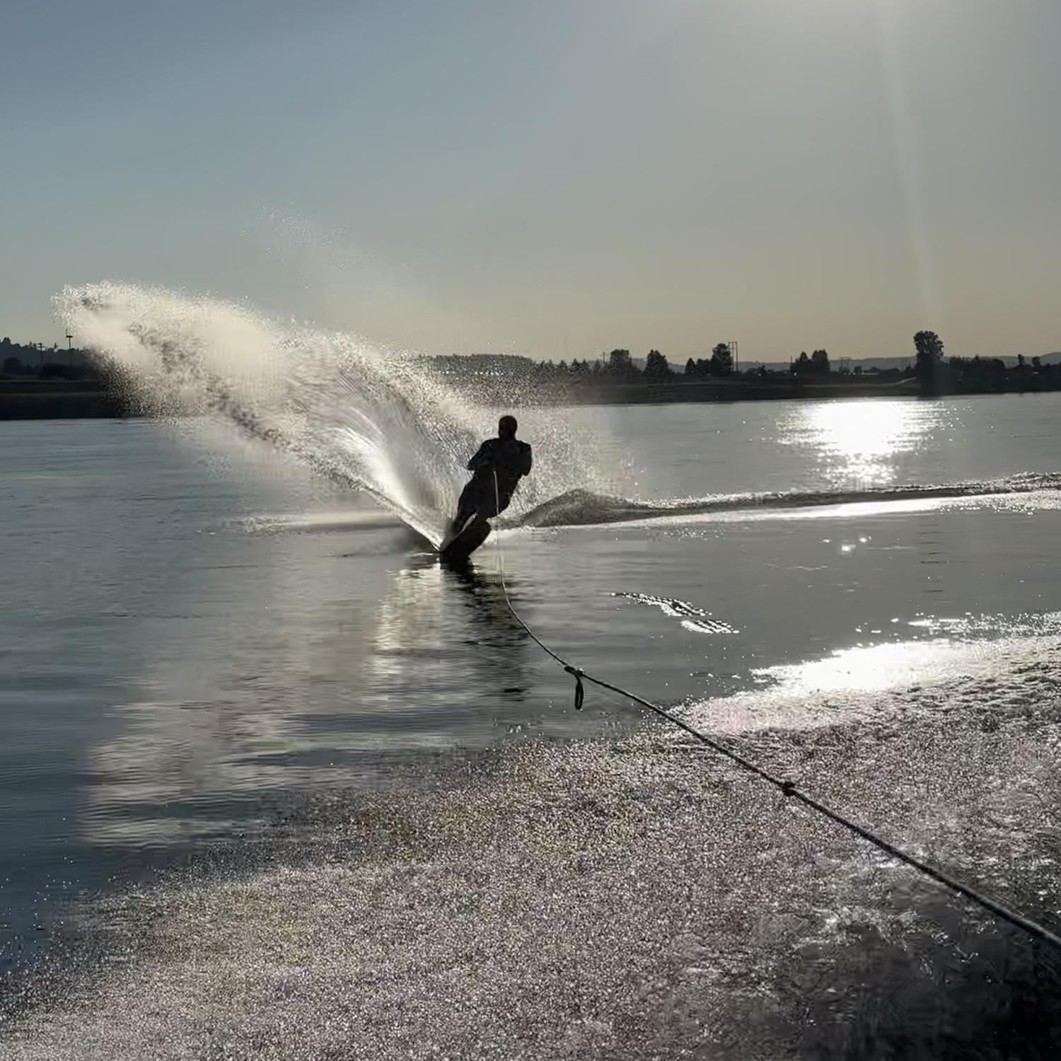 Clint waterskiing on the Columbia. Sept 2023