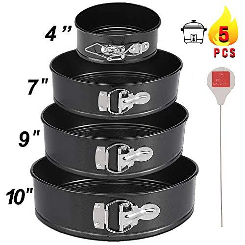 Springform Pan Set of 4: 4 7 9 and 10 inch | Cheesecake Pan | Nonstick Leakproof Cake Baking Pans | 1-4 Tier Wedding Cakes | CAKE TESTER included | Instant Pot Compatible Spring Form Cake Baking Pans