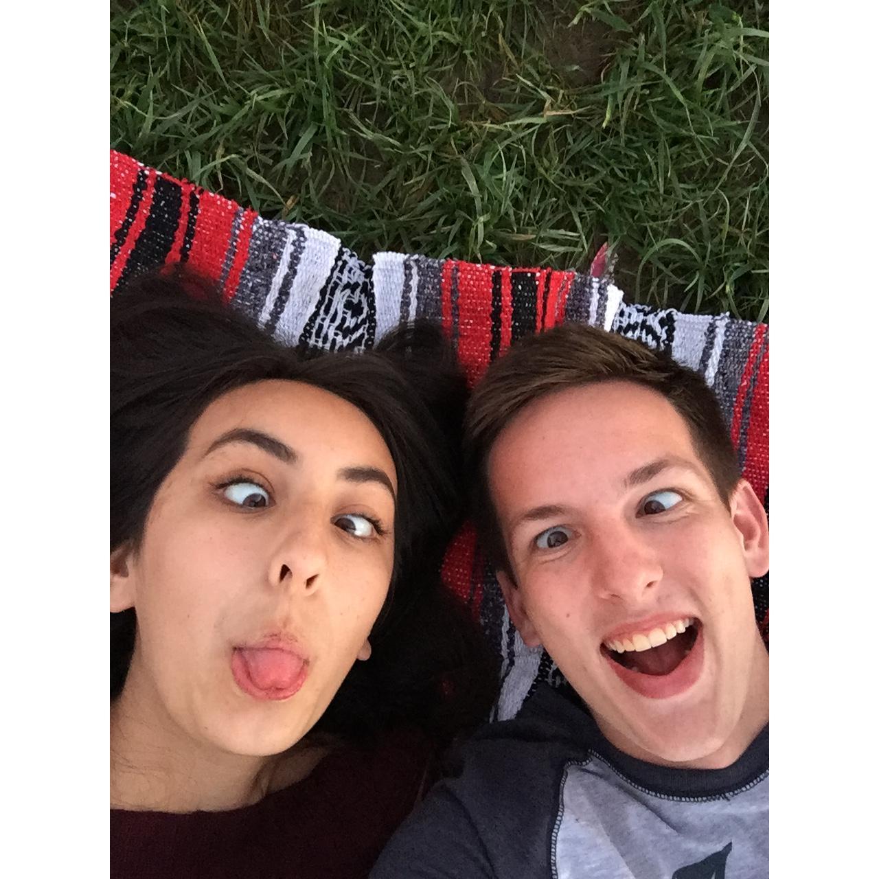 Being goofy at our 1 year anniversary in which we saw Rascal Flatts perform in Indianapolis, September, 2016