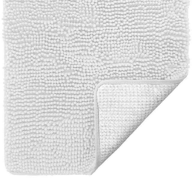 Gorilla Grip Soft Absorbent Plush Bathroom Rug Mat, 70x24, Microfiber Dries Quickly, Luxury Chenille Shaggy Machine Washable Bath Room Carpet Mats, Rugs for Bathtub and Shower Floor, White