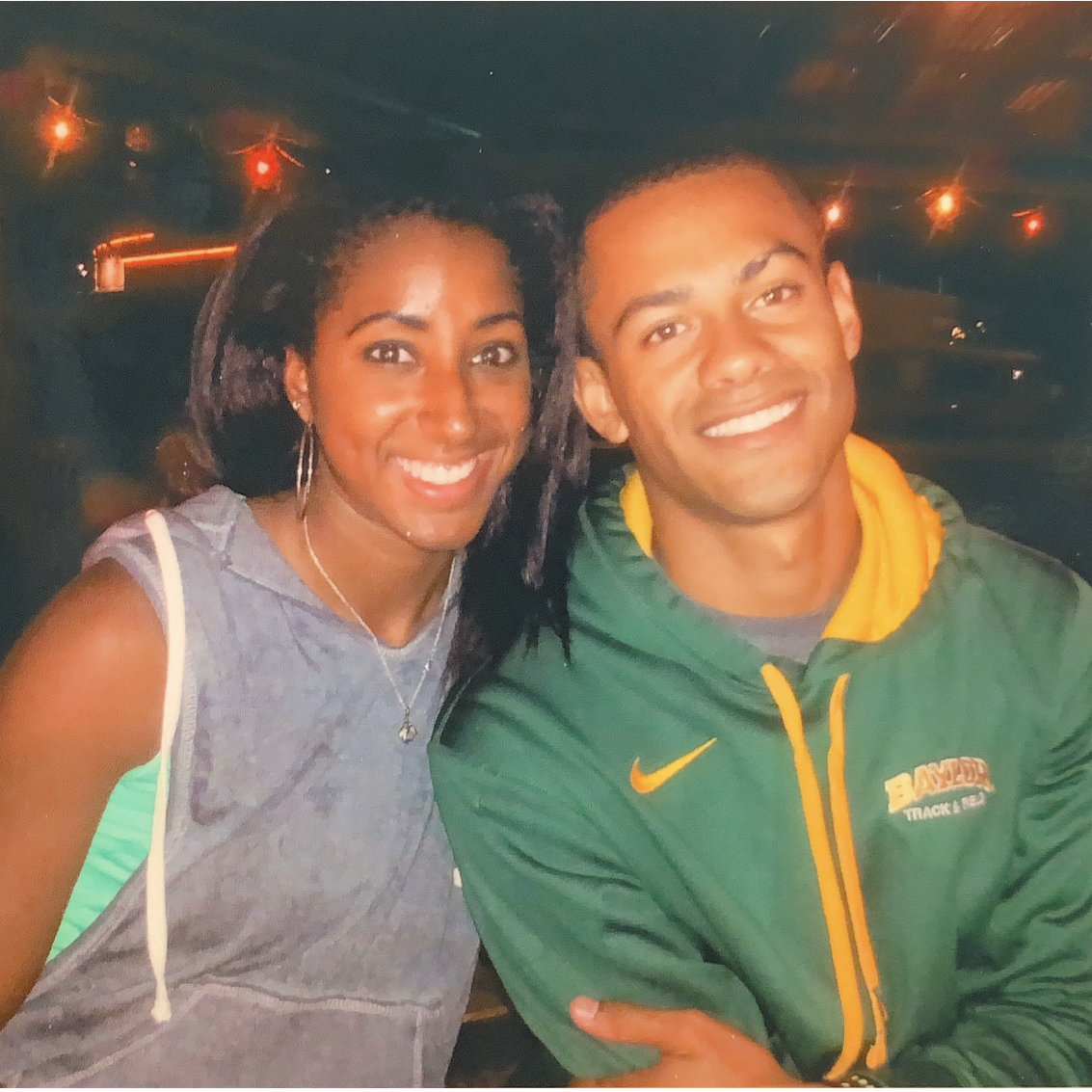 Raena surprising Bryce at the USA Track and Field Junior Championships