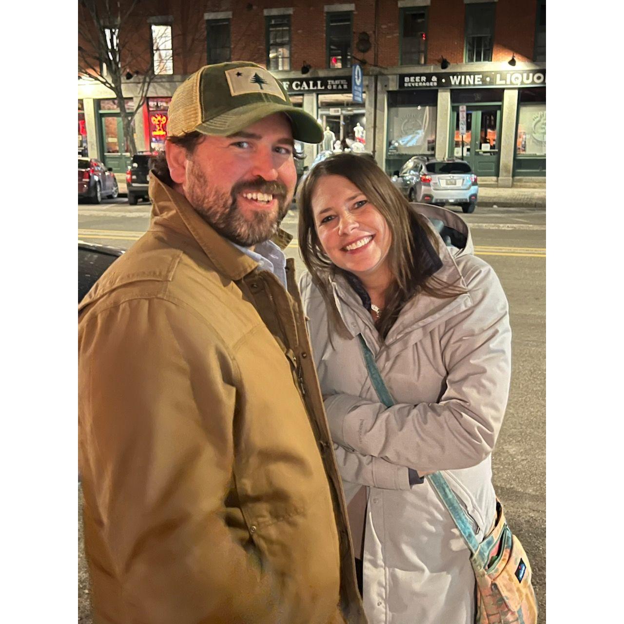 Outside a venue in Boston