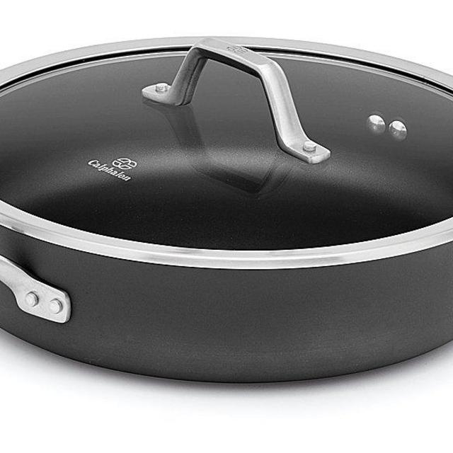 Calphalon Signature 5 Quart Saute Pan|Hard Anodized Nonstick Sautee with Lid, Black