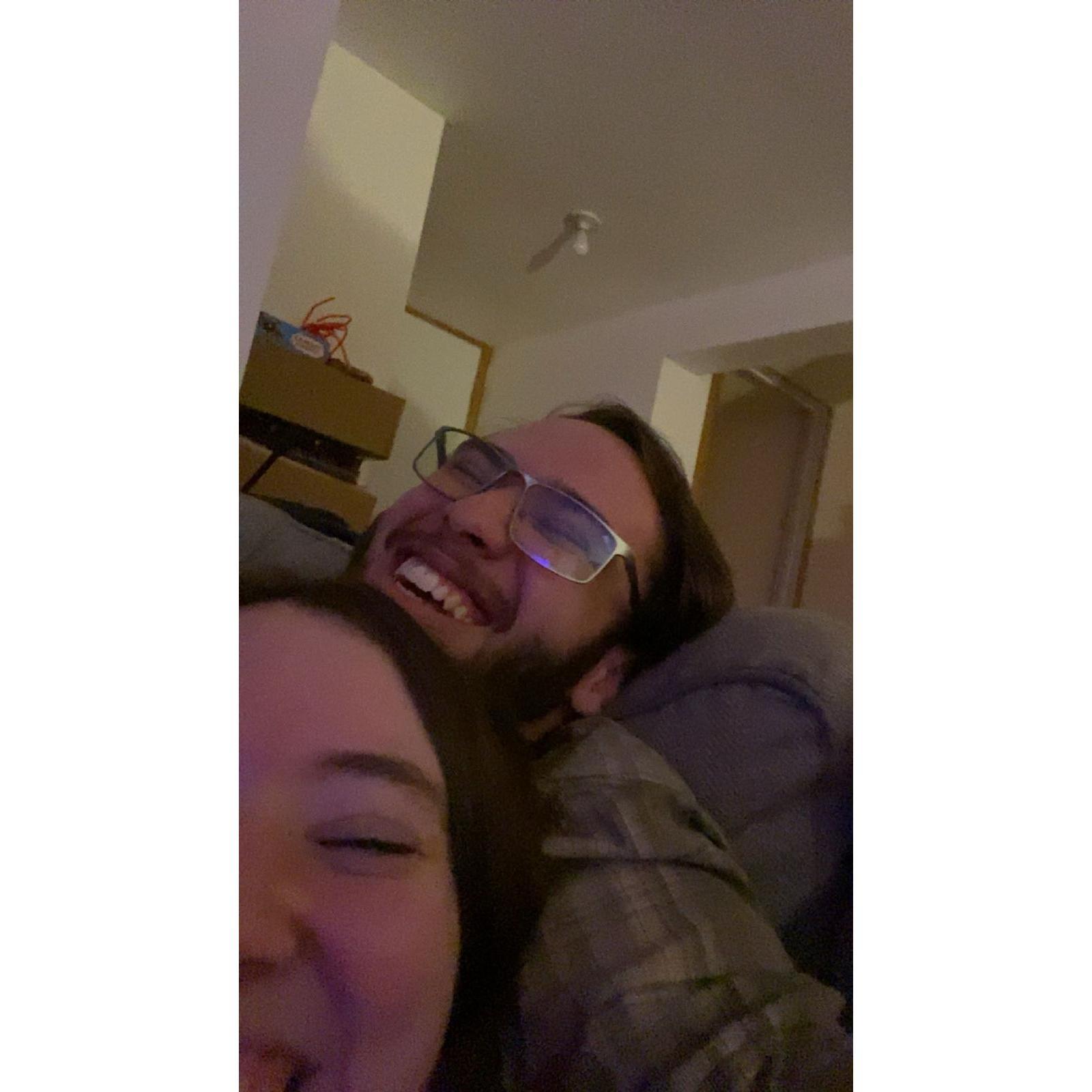 Ashlen loves his blue-light filter glasses.