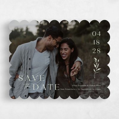 Green Scalloped Wedding Save the Date - Aneci Photo