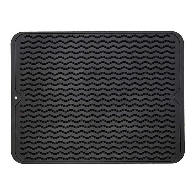 ZLR Dish Drying Mat for Kitchen Counter (Large, Black)