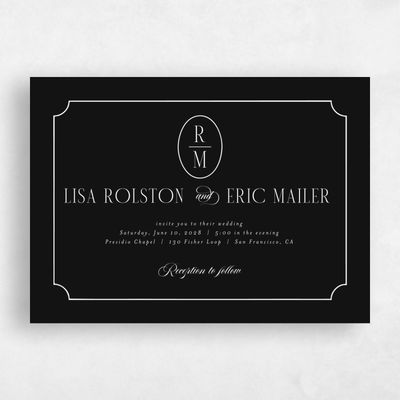 Black Bordered Wedding Invitation - Idalia Landscape