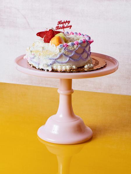 Pink Milk Glass Cake Stand
