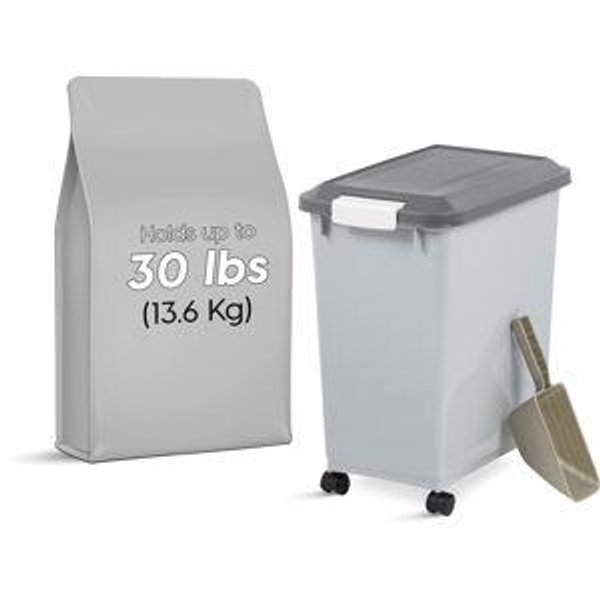 IRIS WeatherPro Airtight Pet Food Storage Container, Gray