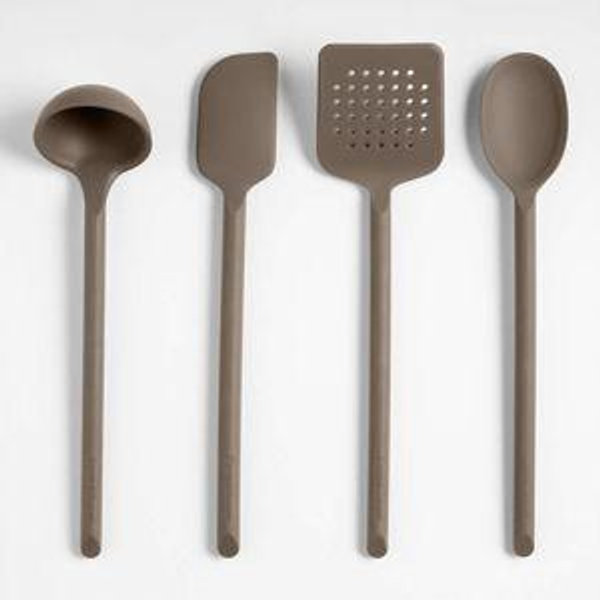Crate & Barrel Mushroom Brown Silicone Scraper Spatula