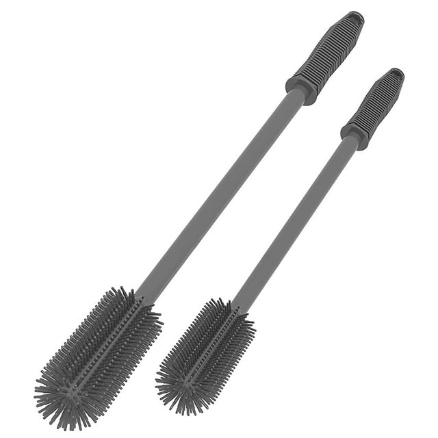 Silicone Bottle Cleaning Brush | 2 Pack| 15.7”+12.6” Water Bottle Brush Cleaner Brush for Hydro Flask,Glassware,Vacuum Sports Bottle&Vases,Water Bottle Cleaner Brush for Narrow Neck Containers