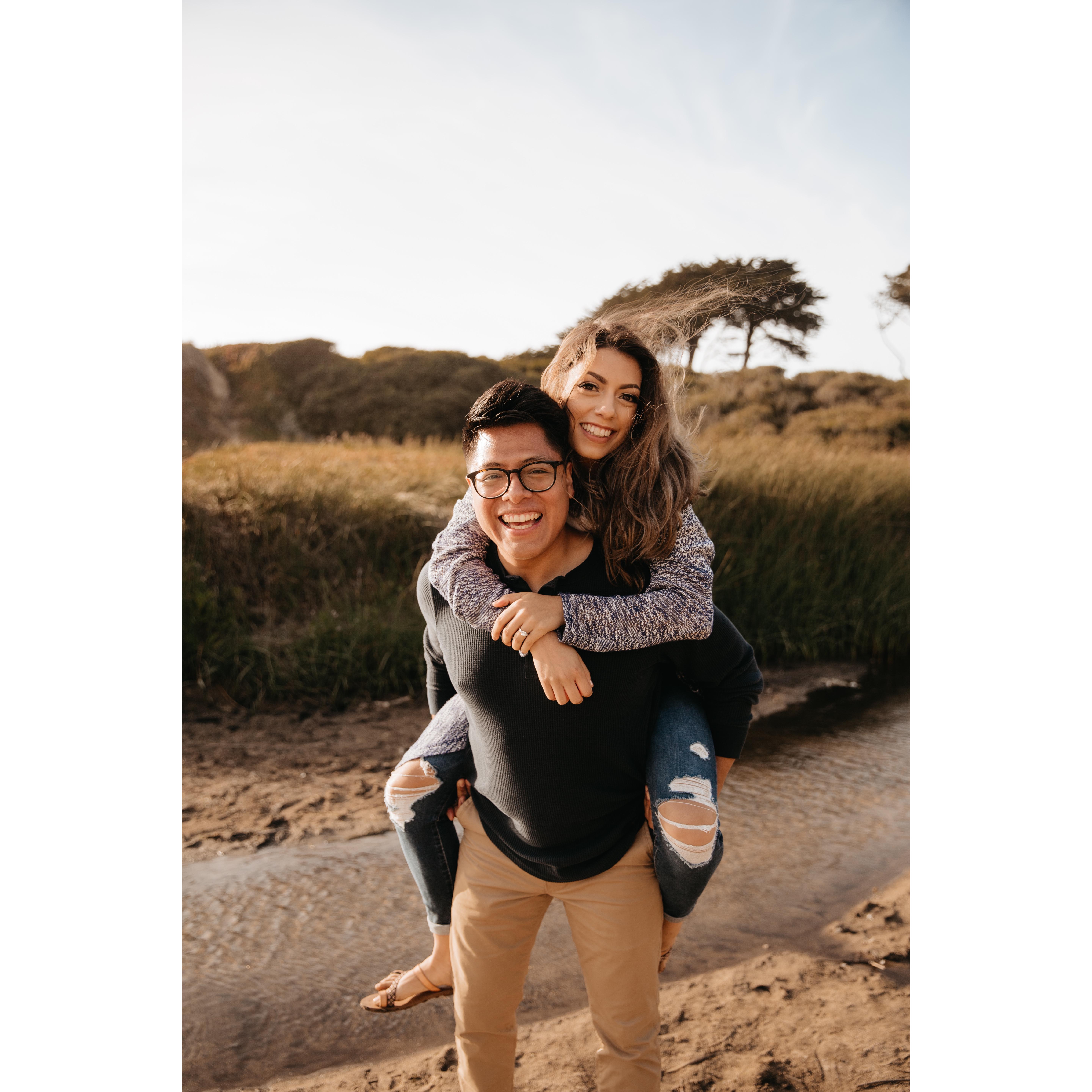 Engagement pictures at Half-moon Bay