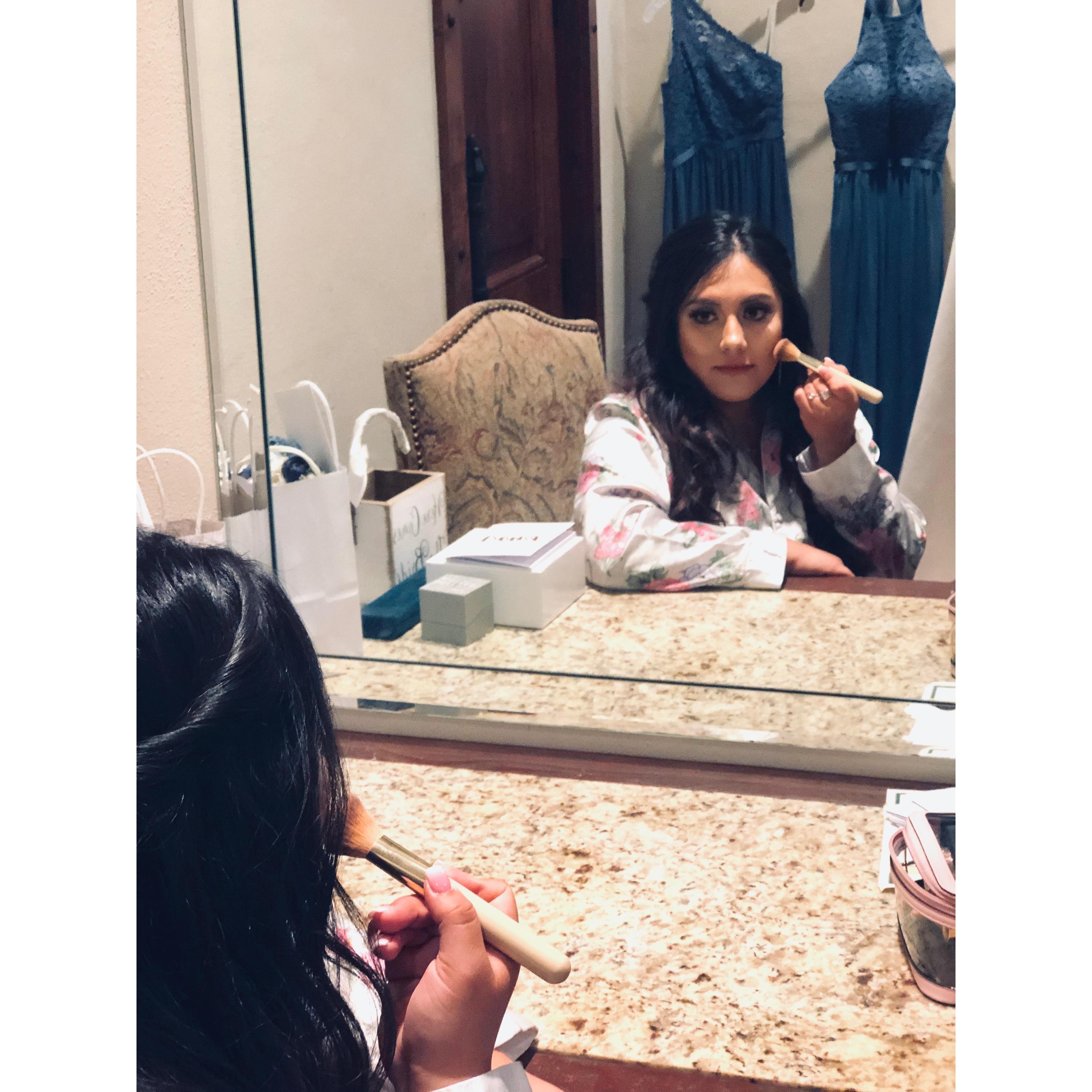 Getting “ready” in my great grandmothers pajama top. Felt like she was spiritually with me all morning.