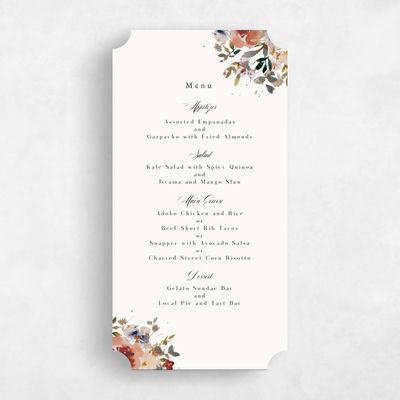 Beige Ticket Wedding Menu - Fenella