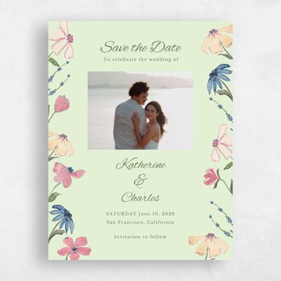 Light Green Wedding Save the Date - Mireille Photo