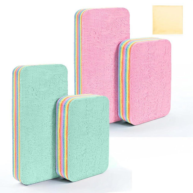 4 Pack 12-Layer Peelable Microfiber Sponges – Ultra Absorbent, Reusable Cleaning Pads for Kitchen & Household Use