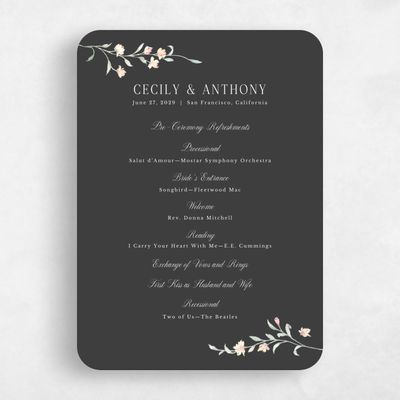 Black Rounded Wedding Program - Bianca
