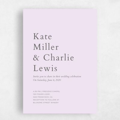 Purple Portrait Wedding Invitation - Morrison Solid