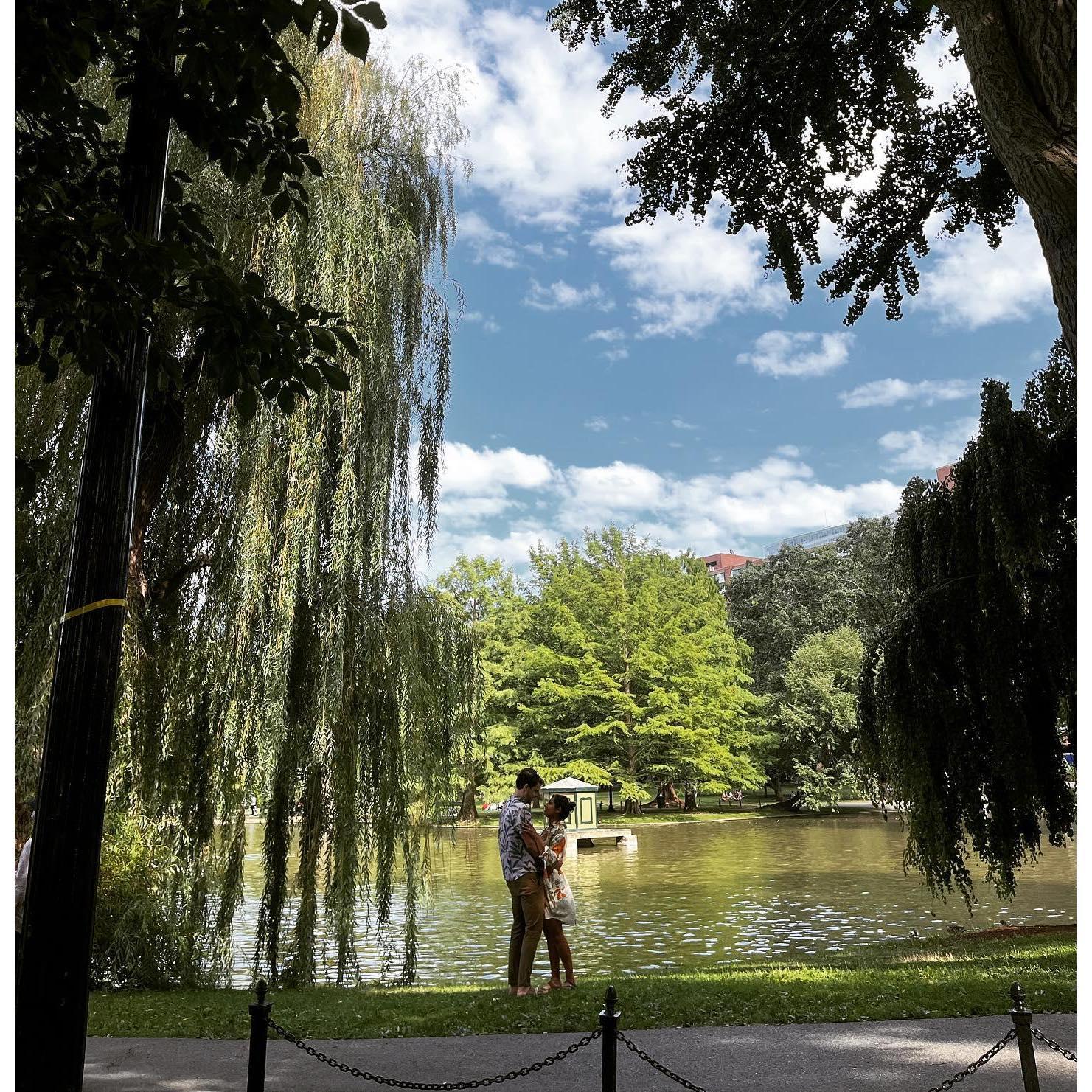 A stranger snapped this photo right after we got engaged in the Boston Commons