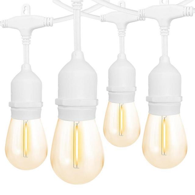 Banord Outdoor String Lights, 48FT Waterproof Patio Lights with 1W Dimmable LED Bulbs, White Hanging String Lights for Outdoor Backyard, Garden, Deck, Porch, Gazebo, Balcony, Camping, Party