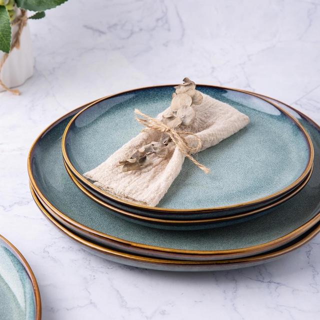 Ceramic Dinner Plates Set of 6 - Ocean Blue