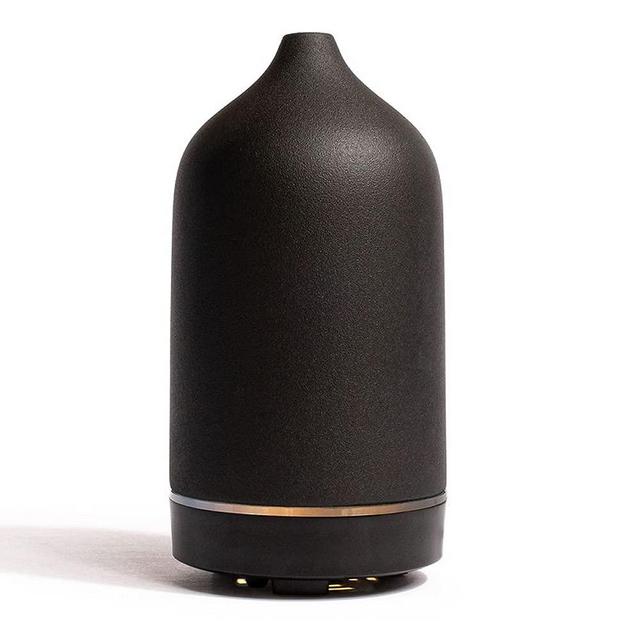 Kumi Stone Diffuser, White Ceramic Cover, Ultrasonic Technology for Aromatherapy and Diffusing Essential Oils (Black)