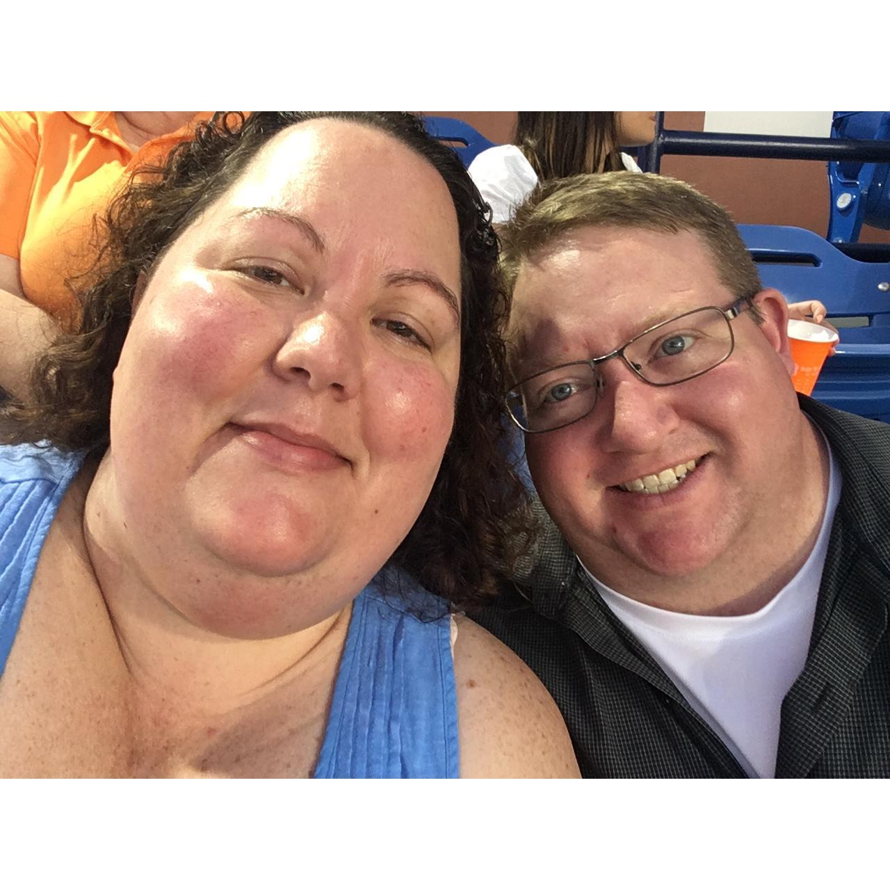 Our first St. Lucie Mets game together in August 2019! Not sure if this was before or after I managed to "catch" a foul ball with the top of my foot.