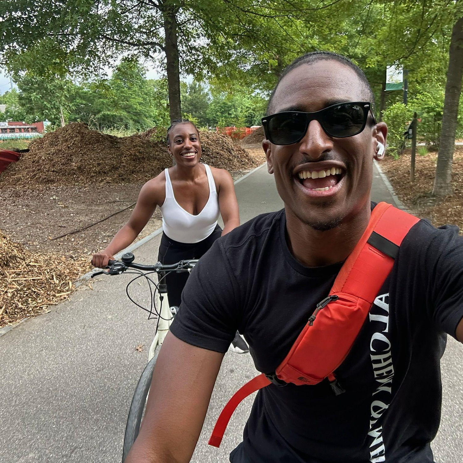 Riding bikes together on the Beltline is a favorite activity for the Bride & Groom.
