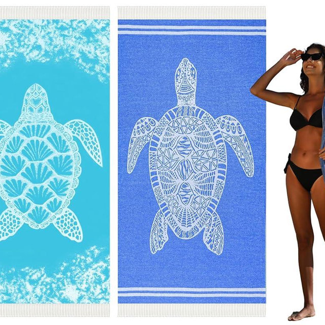 Widdonen 2 Pack Turkish Beach Towel Quick Dry Absorbent Cotton Lightweight Thin Bathroom Bath Pool Swim Towels Extra Large Oversized Sand Free Beach Accessories Essentials Stuff Cloud Adults Gift