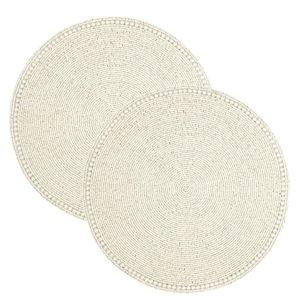 Round Beaded Placemats Pack of 2 (Ivory)
