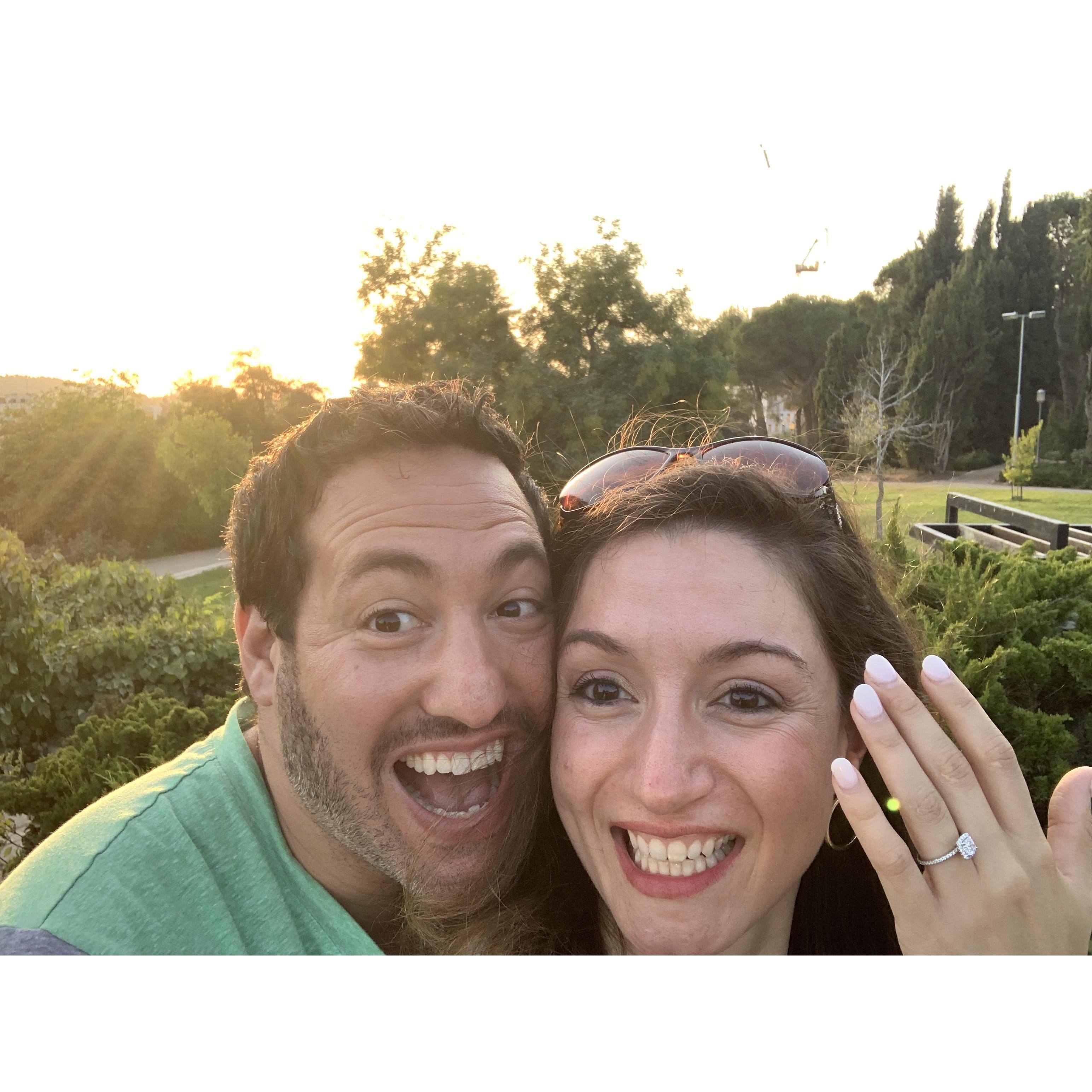 Right after he proposed to be in the Jerusalem Rose Gardens