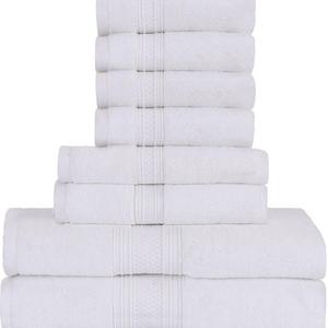 Premium 700 GSM 8 Piece Towel Set; 2 Bath Towels, 2 Hand Towels and 4 Washcloths - Cotton - Machine Washable, Hotel Quality, Super Soft and Highly Absorbent by Utopia Towels (white)