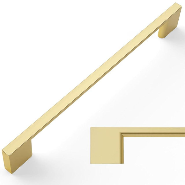 Amerdeco 10 Pack Brushed Gold Cabinet Pulls 10 Inch(254MM) Hole Centers Kitchen Cabinet Handles Cabinet Hardware Kitchen Handles for Cabinets Cupboard Handles Drawer Pulls ZH0060