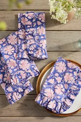 Americana Ruffle Cotton Napkins, Set of 4