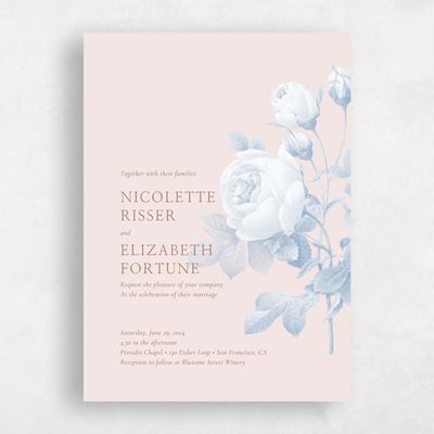 Blush, Pink Wedding Invitation - Milna Portrait