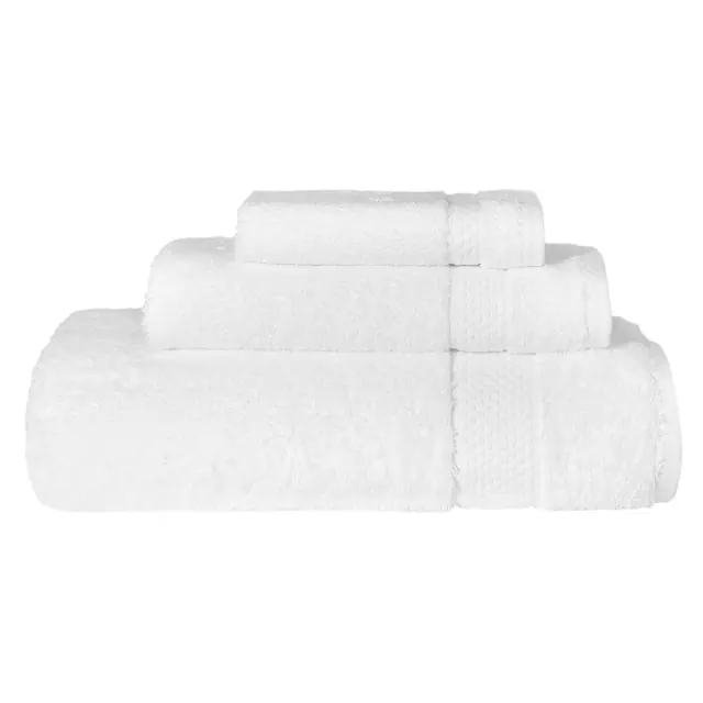 Linum Home Textiles 100% AEGEAN Long Staple Turkish Cotton STARLIGHT Terry 3 Piece Towel Set,White,Bath Towel Set