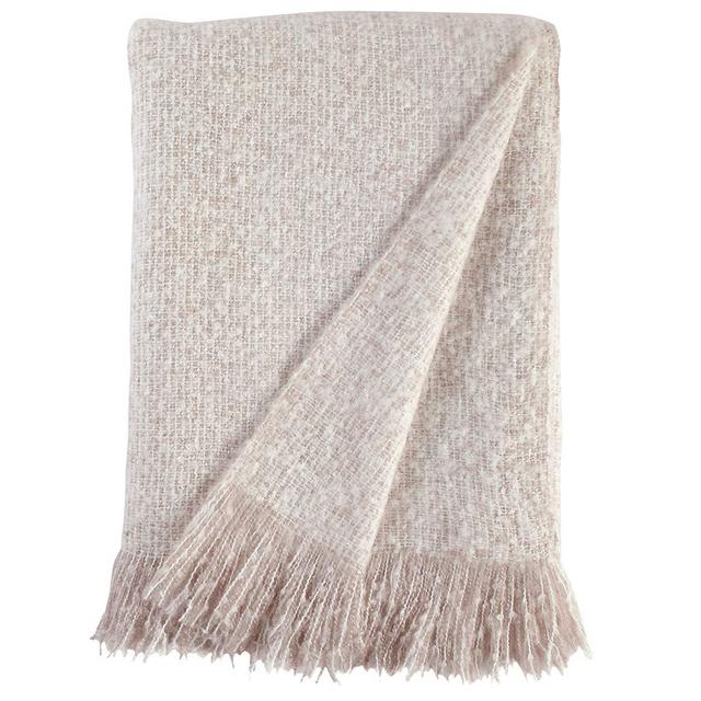 ST-156559 - Stone & Beam Oversized Stripe Brushed Weave Throw Blanket, 60" x 80", Blush, White